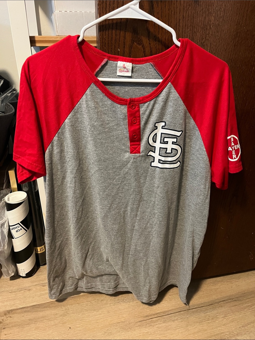 St. Louis Raglan Henley Shirt - Red & Gray